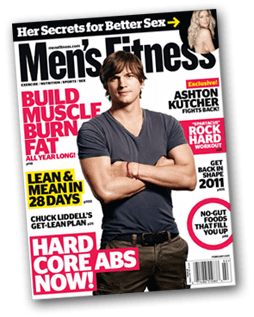 Ashton Kutcher on the cover of Men's Fitness.