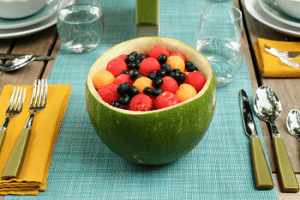 Fruit salad in watermelon rind